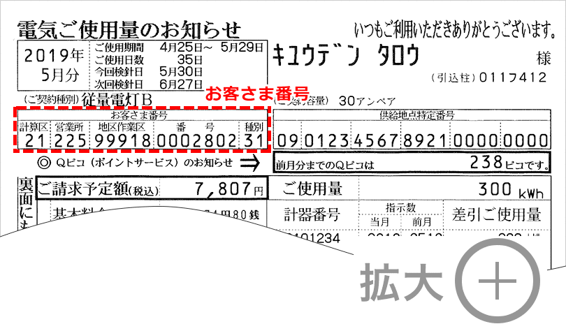 お客さま番号